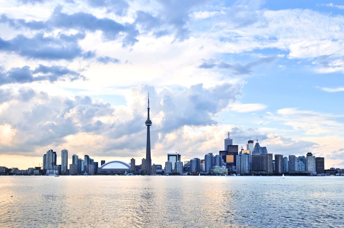 Toronto skyline with the CN Tower over Lake Ontario